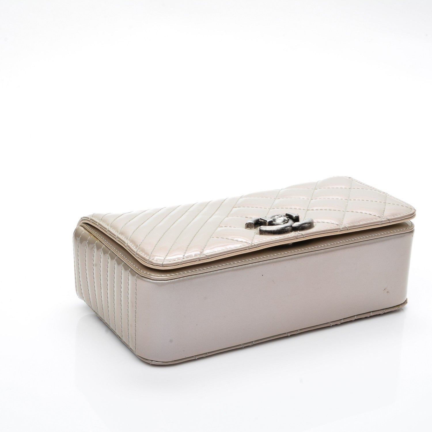 Chanel Patent Quilted Small Coco Boy Flap Light Gold 4 of 7