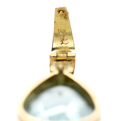 Elizabeth Locke 18K Yellow Gold Venetian Glass Intaglio Teardrop Pendant Aqua 4 of 4