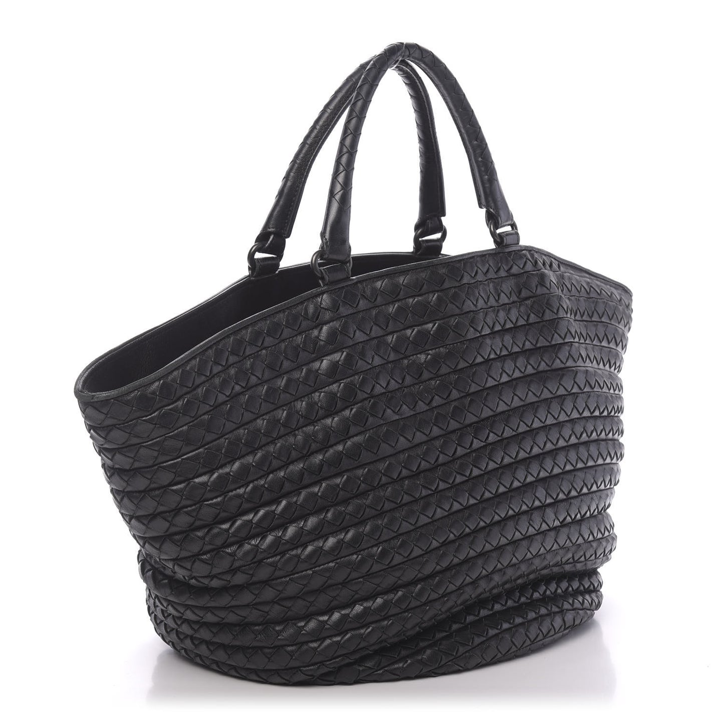 Intrecciato Nappa Spiral Shopper Tote Black