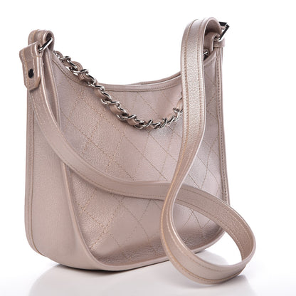Chanel Metallic Calfskin Quilted Jungle Stroll Hobo Gold 3 of 8