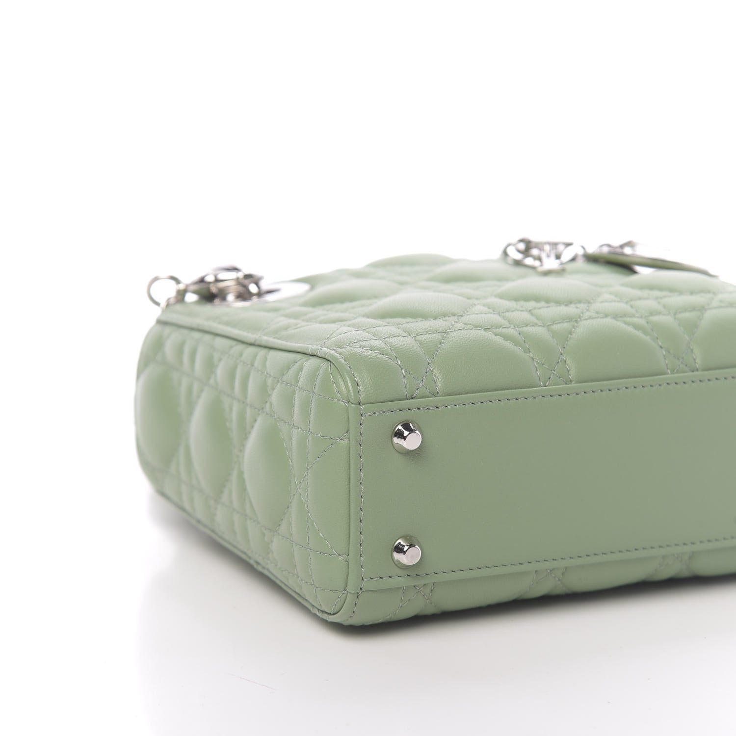 Christian Dior Lambskin Cannage Mini Lady Dior Green 7 of 10