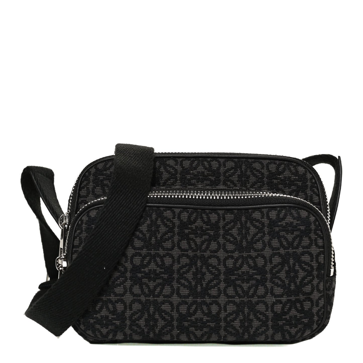 Jacquard Anagram Calfskin Mini Camera Bag Anthracite Black