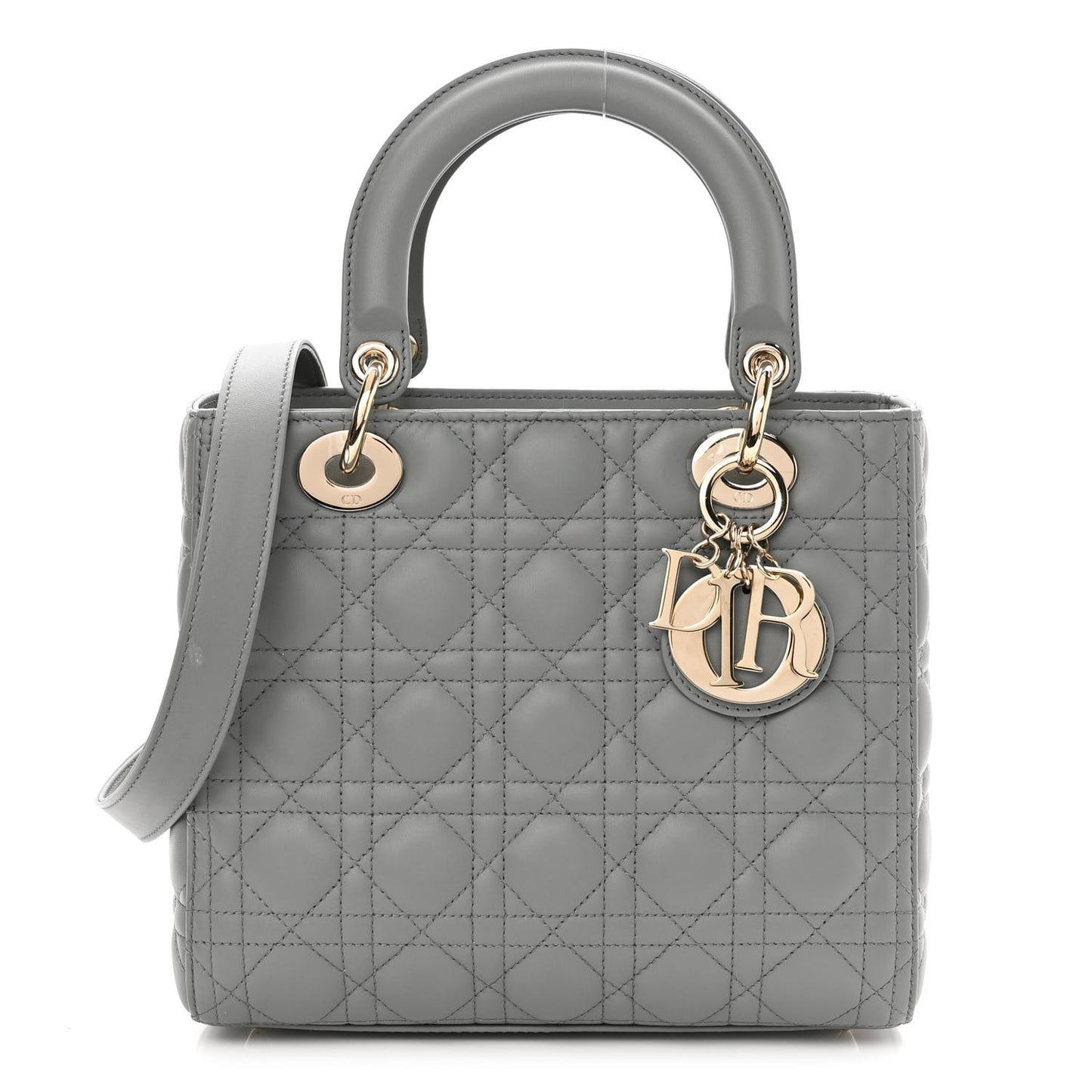 Lambskin Cannage Medium Lady Dior Grey