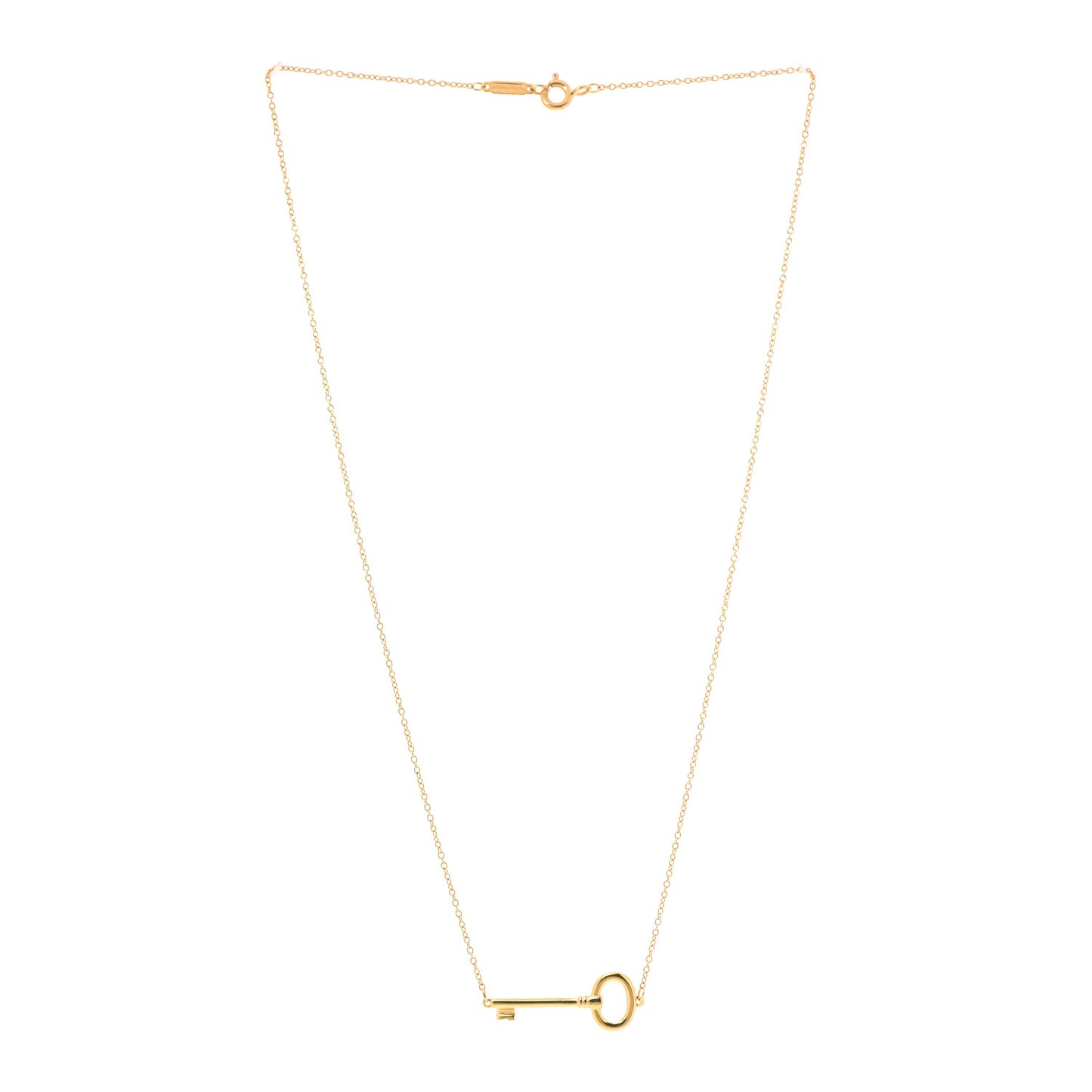 18K Yellow Gold Oval Key East West Necklace