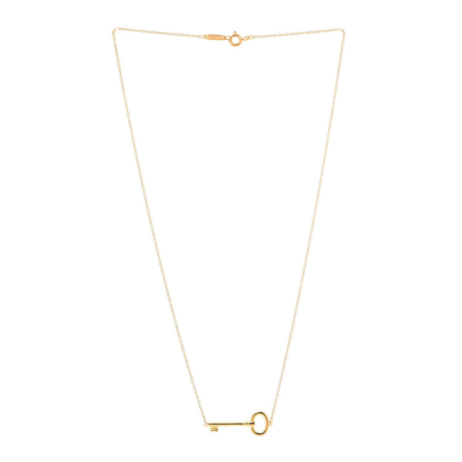 Tiffany 18K Yellow Gold Oval Key East West Necklace 3 of 6