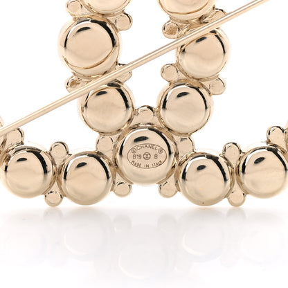Chanel Crystal Pearl Metal Resin Polka Dot CC Brooch Black Gold 4 of 5