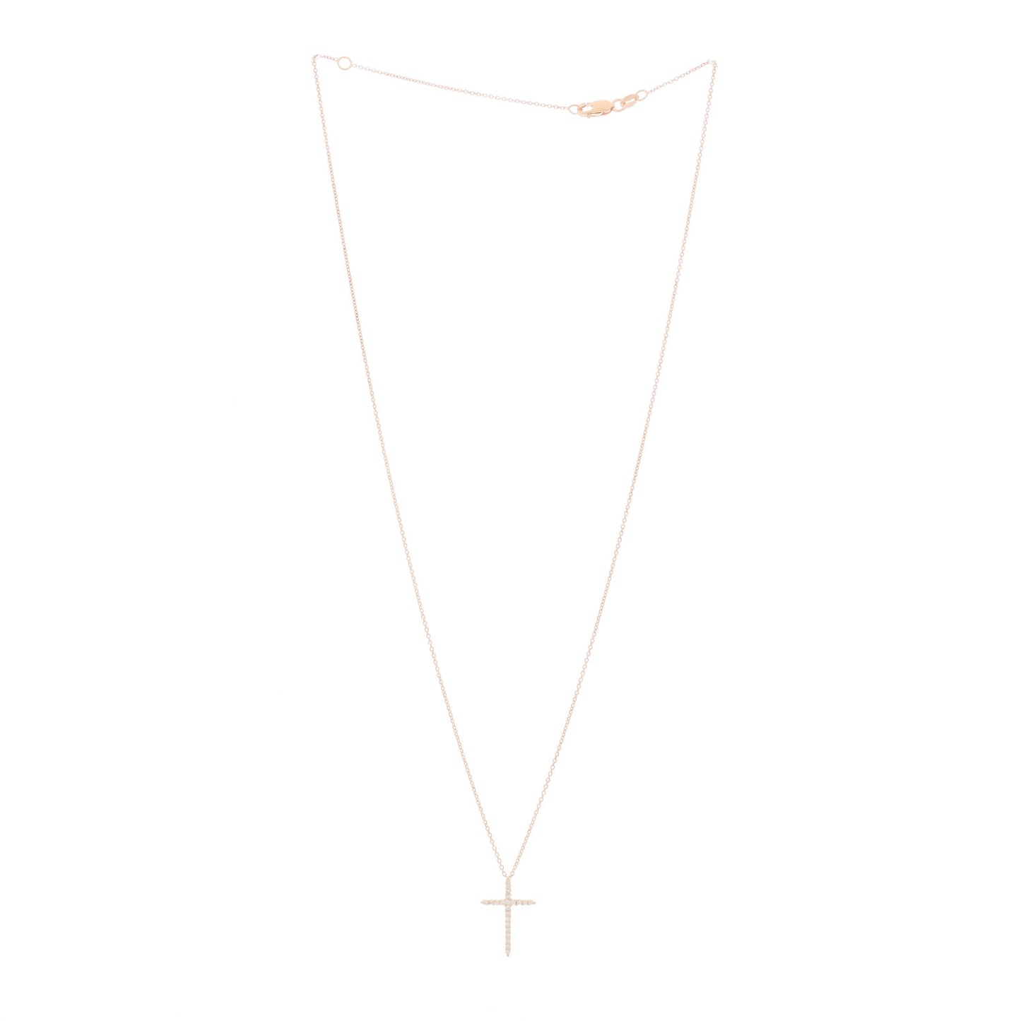 18K Rose Gold Diamond Cross Pendant Necklace