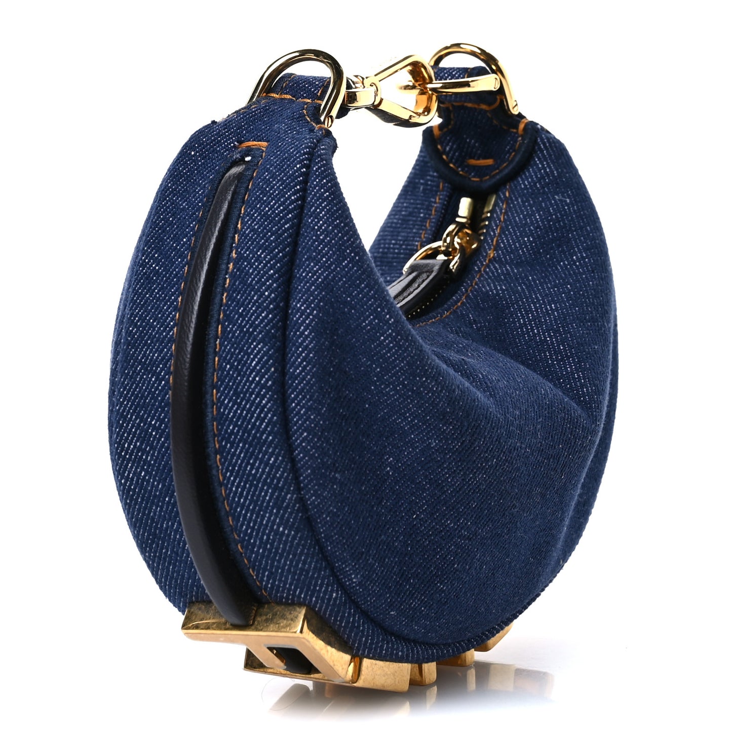 Denim Shiny Nappa Nano Fendigraphy Hobo Charm Blue Moro