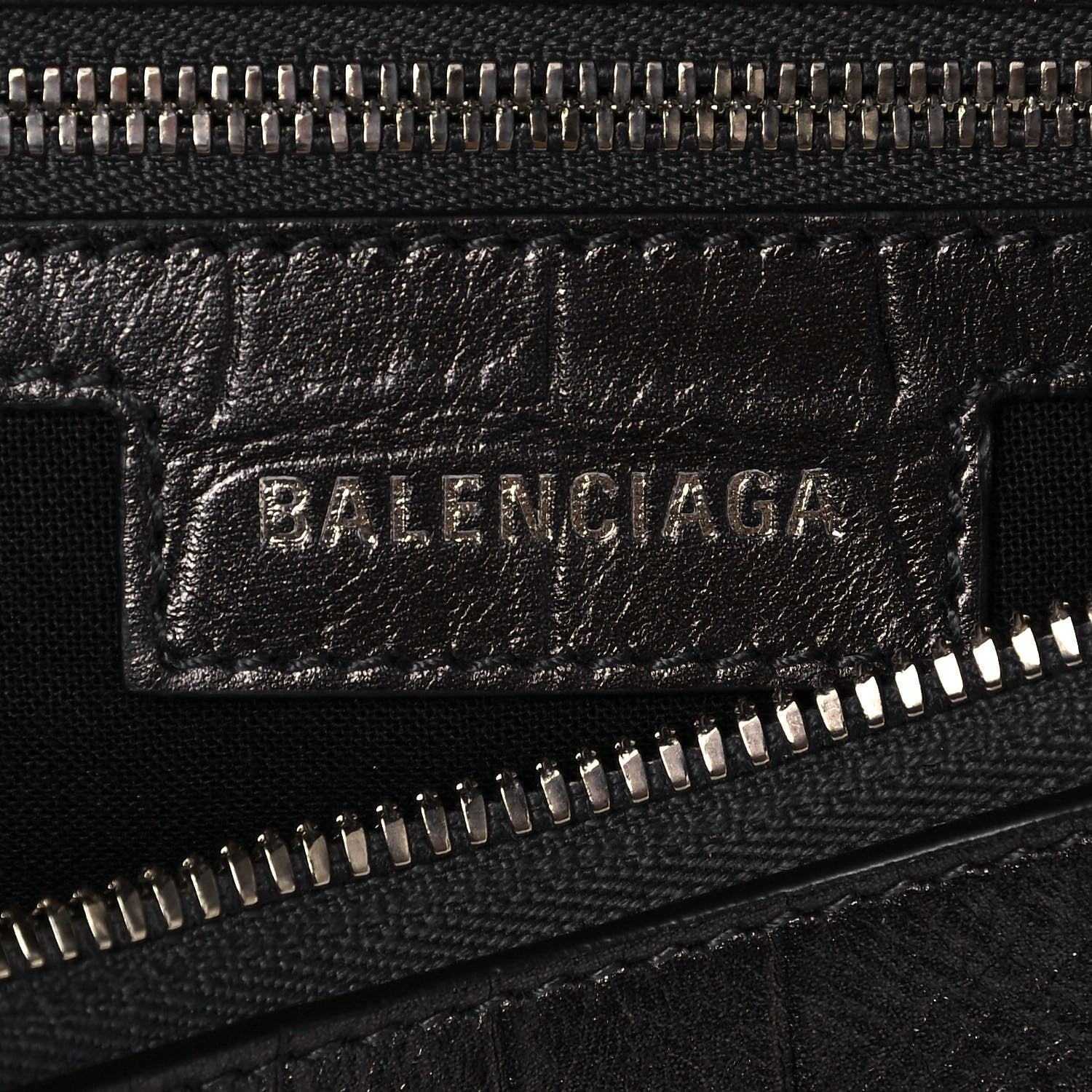 Balenciaga Metallic Calfskin Crocodile Embossed Crystal Small Le Cagole Shoulder Bag Gunmetal 5 of 12