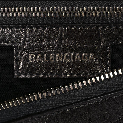 Balenciaga Metallic Calfskin Crocodile Embossed Crystal Small Le Cagole Shoulder Bag Gunmetal 5 of 12