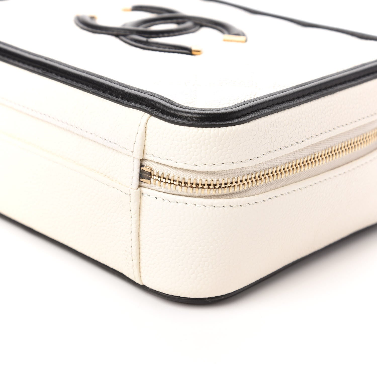 Chanel Caviar Quilted Medium CC Filigree Vanity Case White Black 7 of 10