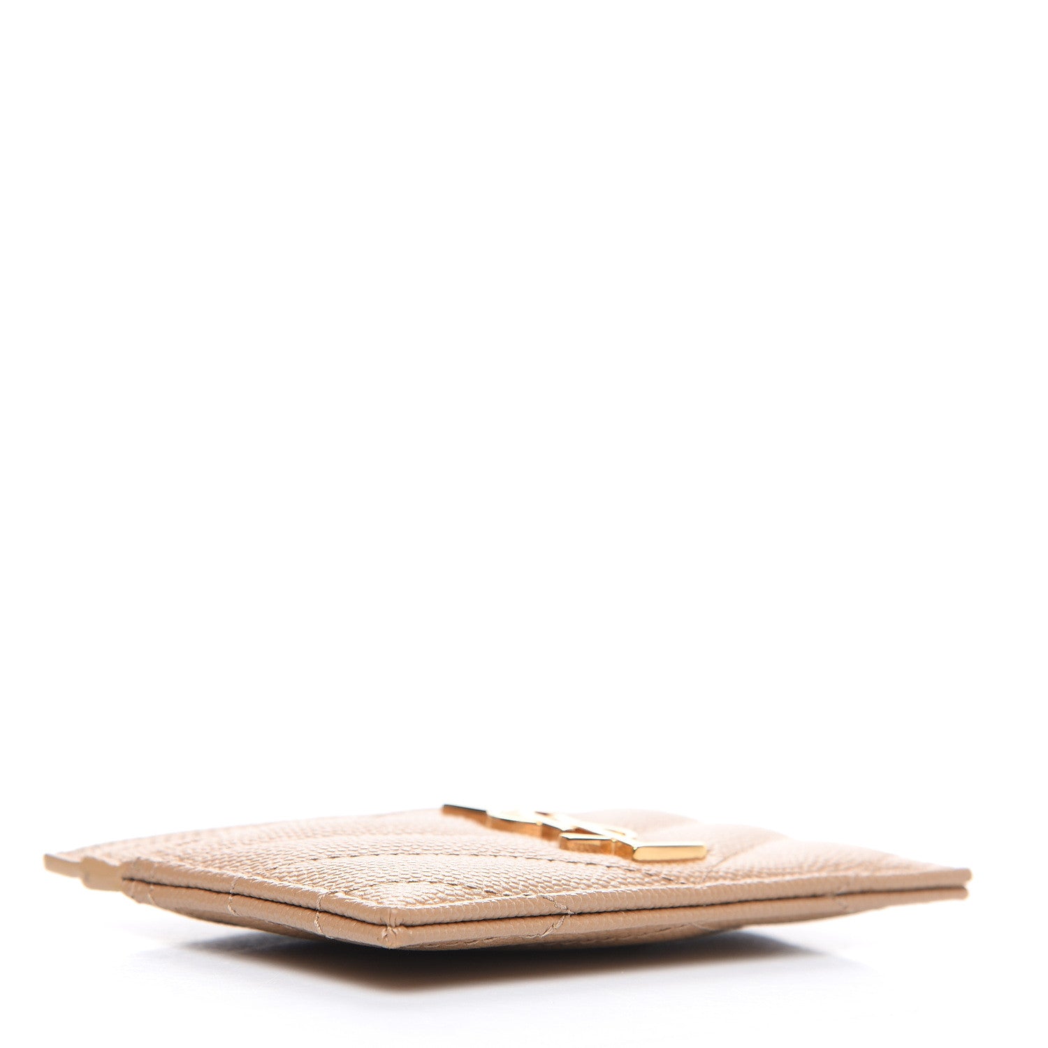 Saint Laurent Grain De Poudre Matelasse Chevron Monogram Credit Card Case Nude Powder 3 of 5