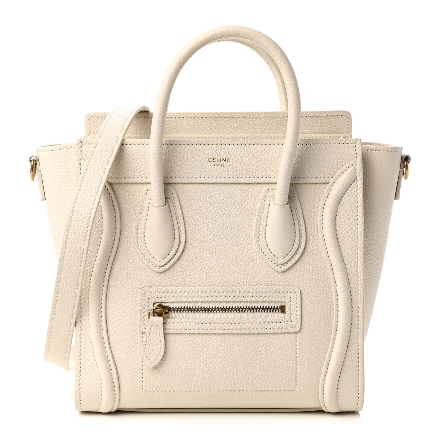 Drummed Calfskin Nano Luggage Ivory
