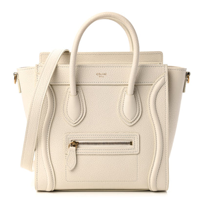 Celine Drummed Calfskin Nano Luggage Ivory 1 of 10