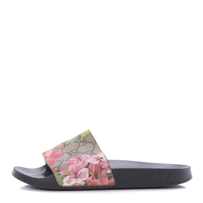 Gucci GG Supreme Monogram Blooms Slide Sandals 35 Beige Multicolor 1 of 9