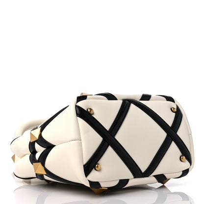 Valentino Garavani Nappa Small Roman Stud The Handle Bag Ivory Black 4 of 9