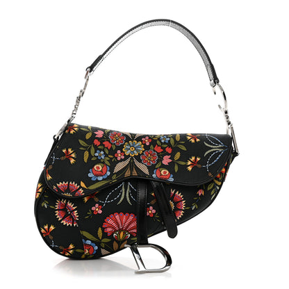 Christian Dior Canvas Floral Saddle Bag Black 1 of 10