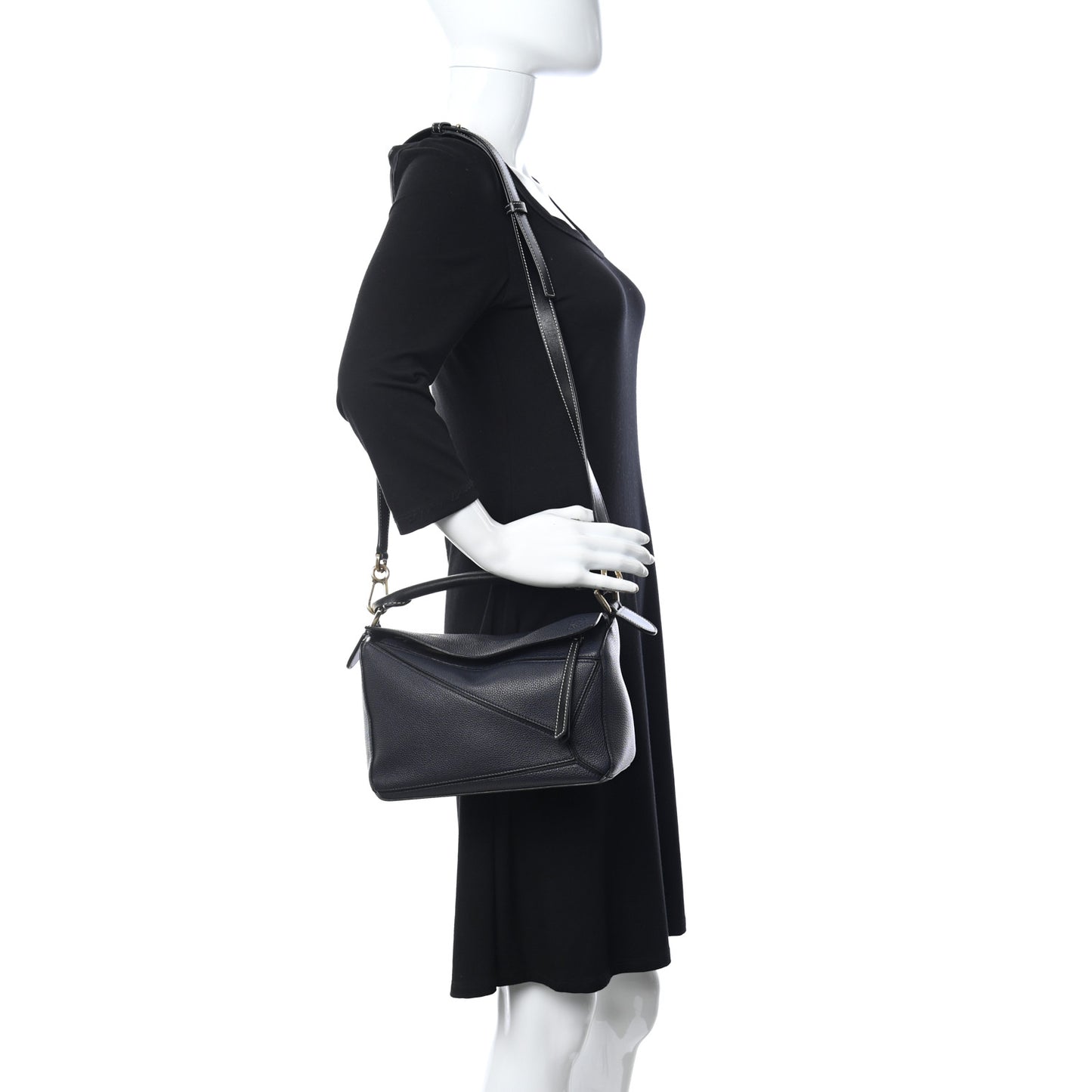 Calfskin Small Puzzle Bag Midnight Blue Black