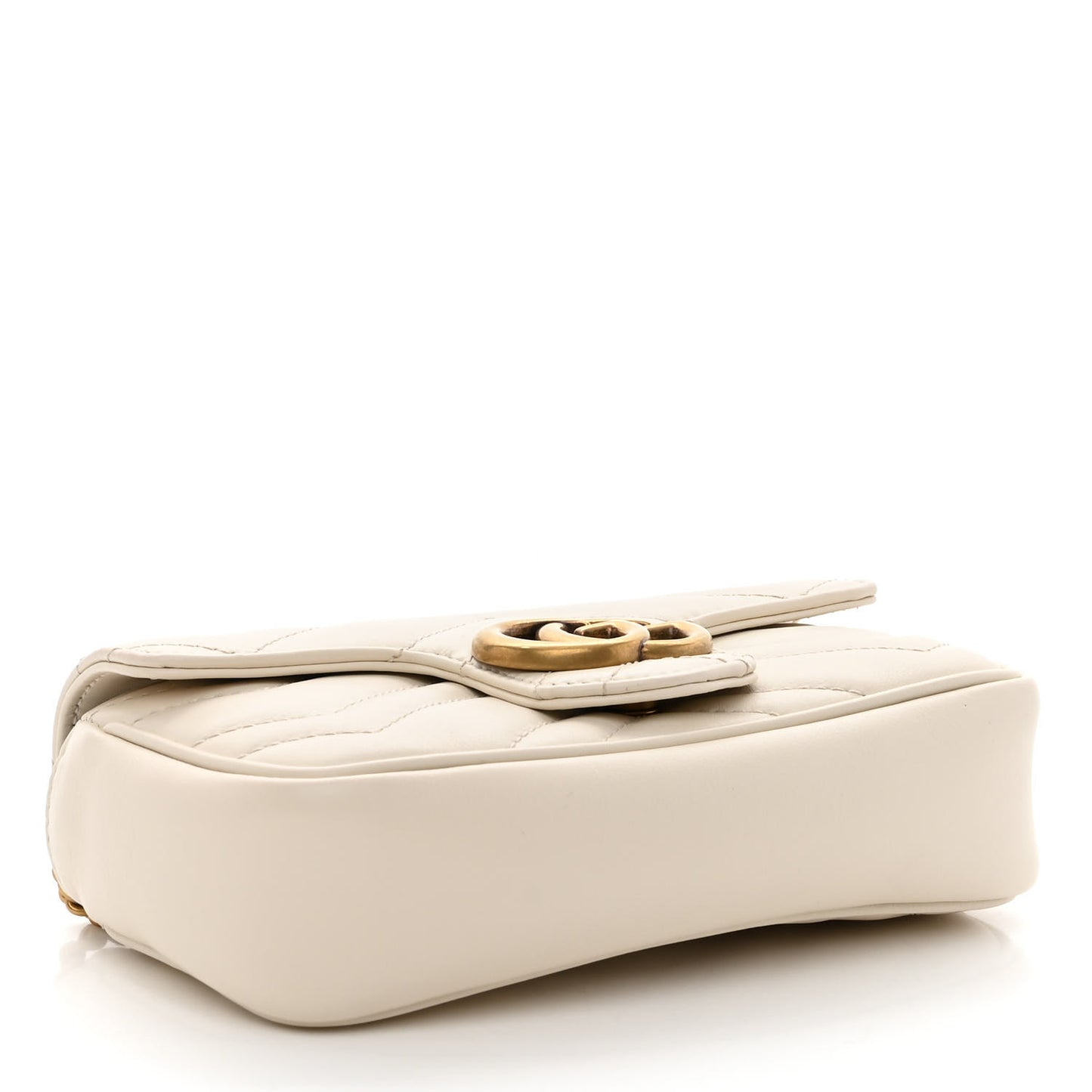 Calfskin Matelasse Super Mini GG Marmont Shoulder Bag White