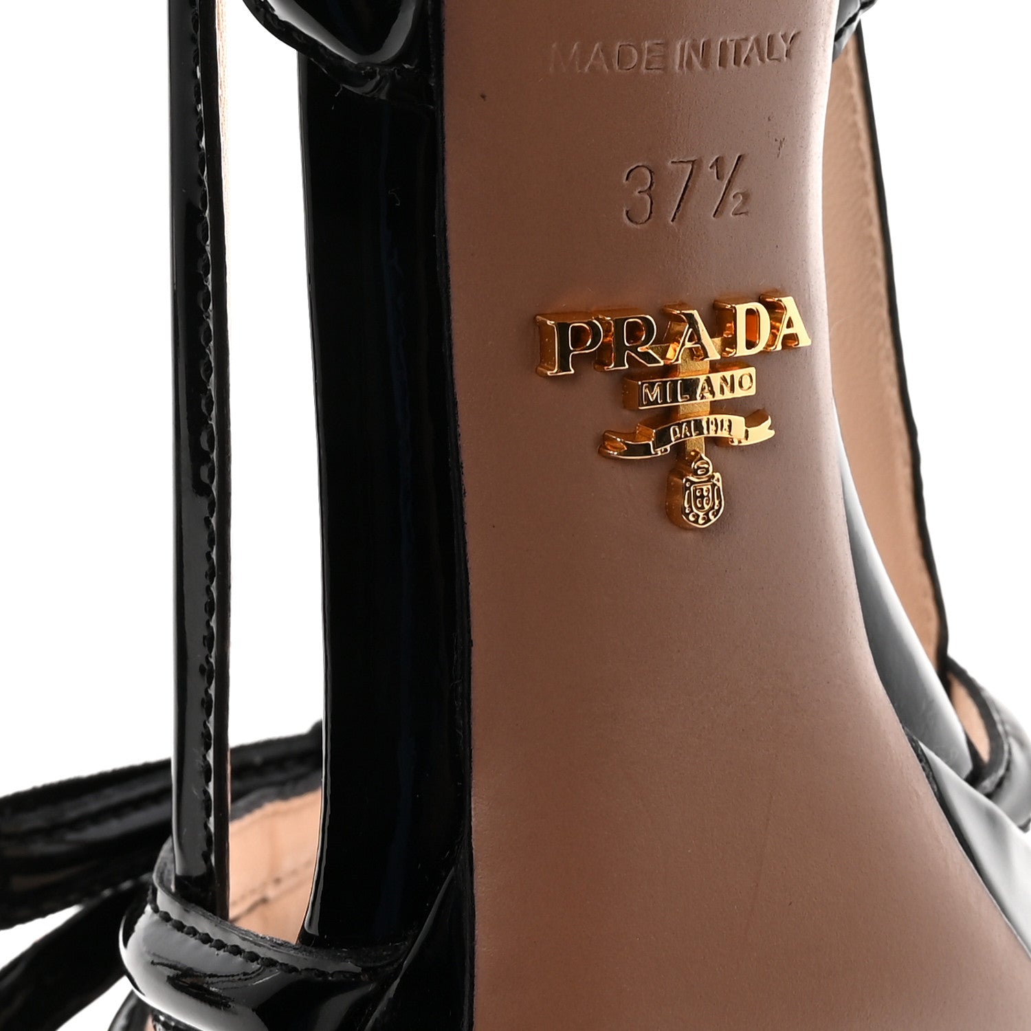 Prada Vernice Bow Slingback Pumps 37.5 Black 7 of 9
