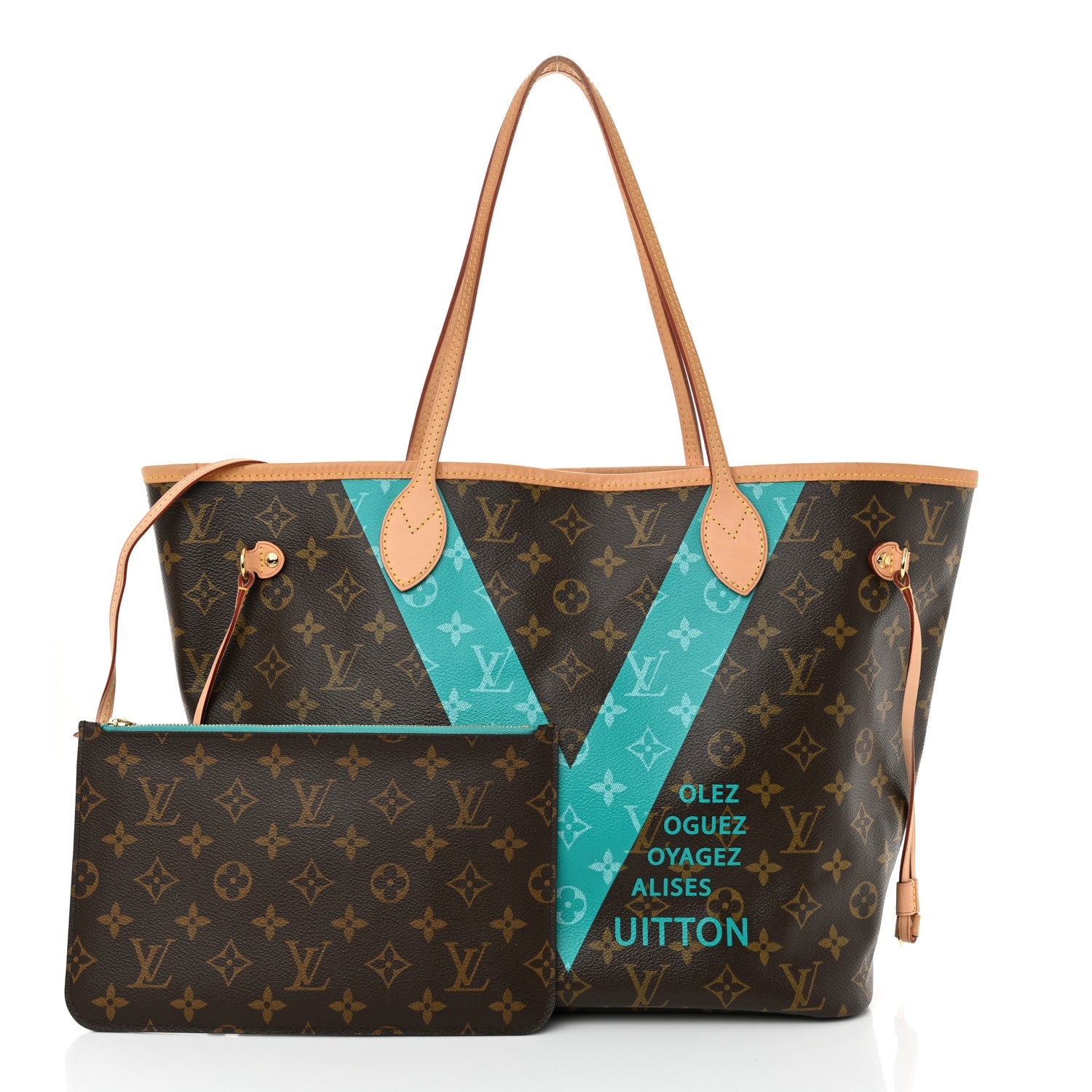 Louis Vuitton Monogram V Neverfull MM Turquoise 3 of 14
