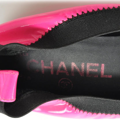 Chanel Patent Elastic Cap Toe Ballet Flats 36 Hot Pink Black 7 of 8