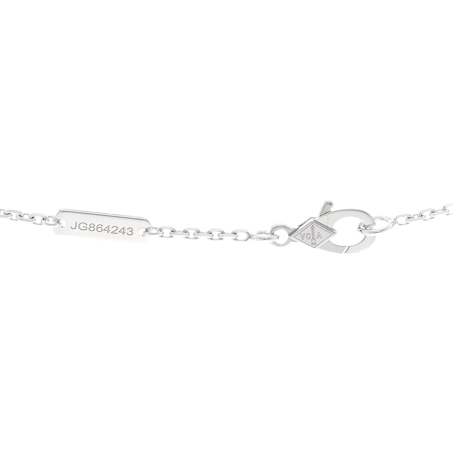 18K White Gold Mother of Pearl Vintage Alhambra Pendant Necklace