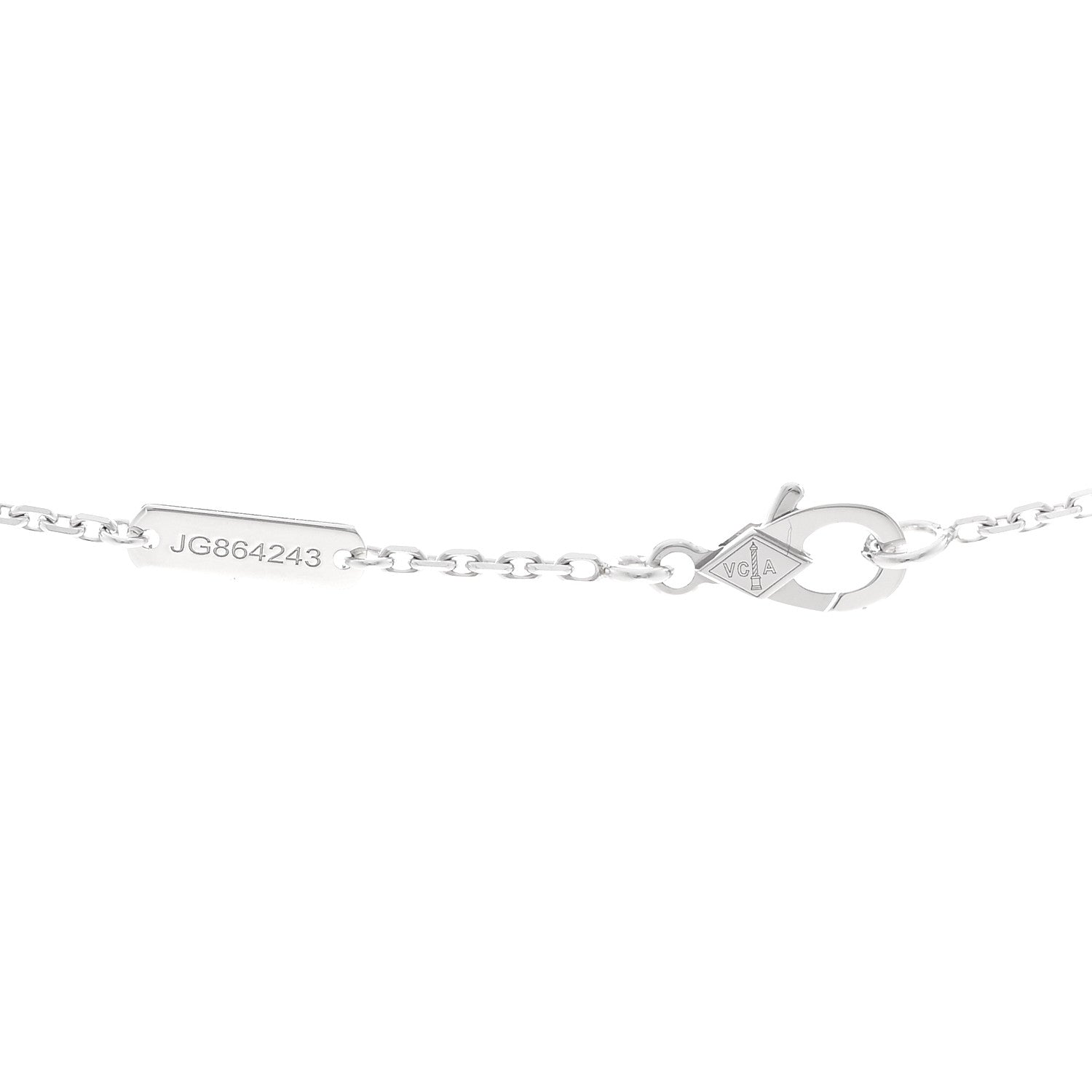 Van Cleef & Arpels 18K White Gold Mother of Pearl Vintage Alhambra Pendant Necklace 5 of 5