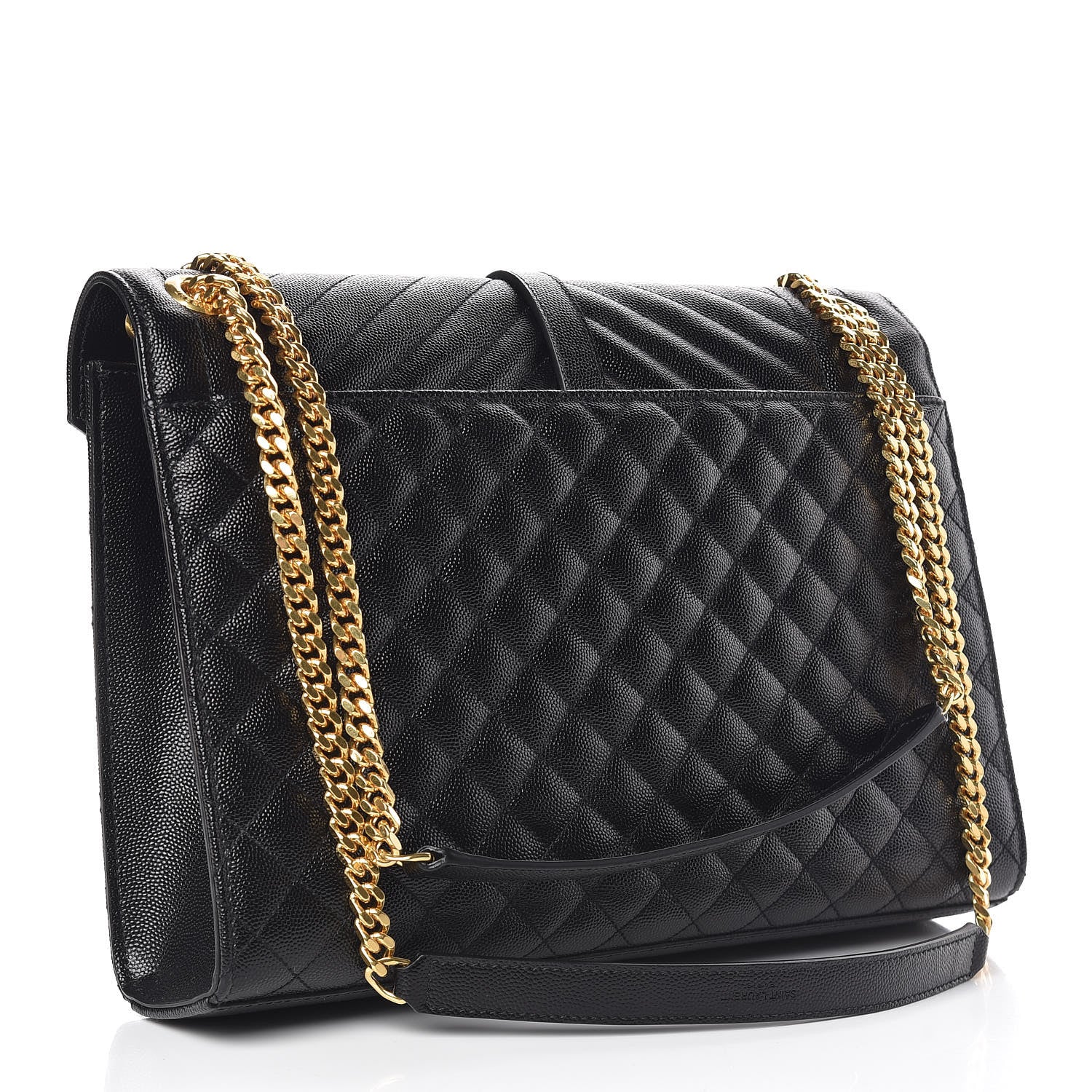 Saint Laurent Grain De Poudre Textured Mixed Matelasse Large Triquilt Monogram Satchel Black 3 of 10