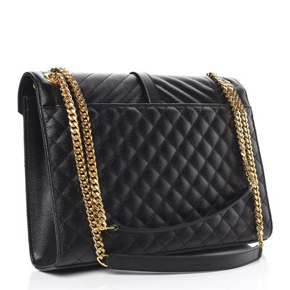 Saint Laurent Grain De Poudre Textured Mixed Matelasse Large Triquilt Monogram Satchel Black 3 of 10