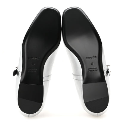 Hermes Metallic Goatskin Jane Ballet Flats 39 Gris Argente 6 of 10
