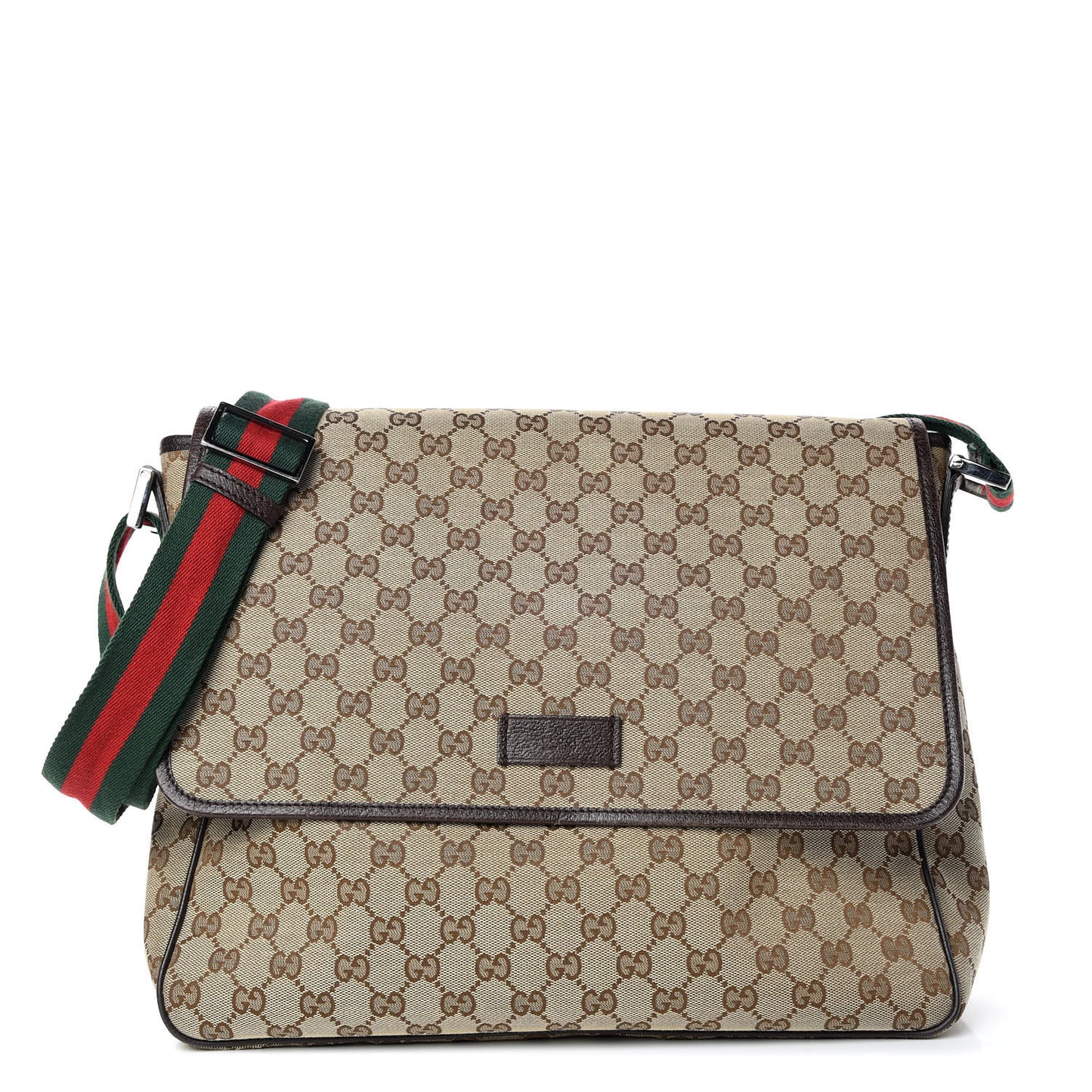Monogram Web Medium Flap Messenger Beige Dark Brown