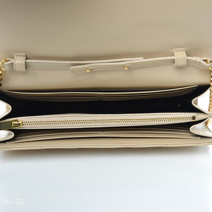 Saint Laurent Grain De Poudre Matelasse Chevron Monogram Chain Wallet Nude Powder 5 of 10