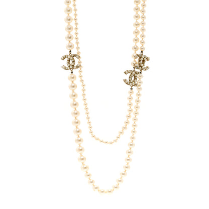 Chanel Graduated Pearl Long CC Necklace Gold 1 of 5