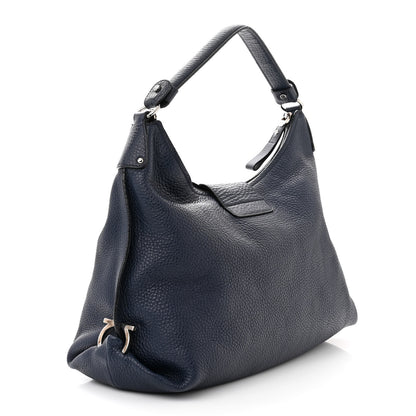 Salvatore Ferragamo Calfskin Fanisa Gancini Hobo Oxford Blue 3 of 14
