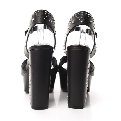 Saint Laurent Calfskin Studded Farrah 80 Platform Sandals 40 Black 5 of 9