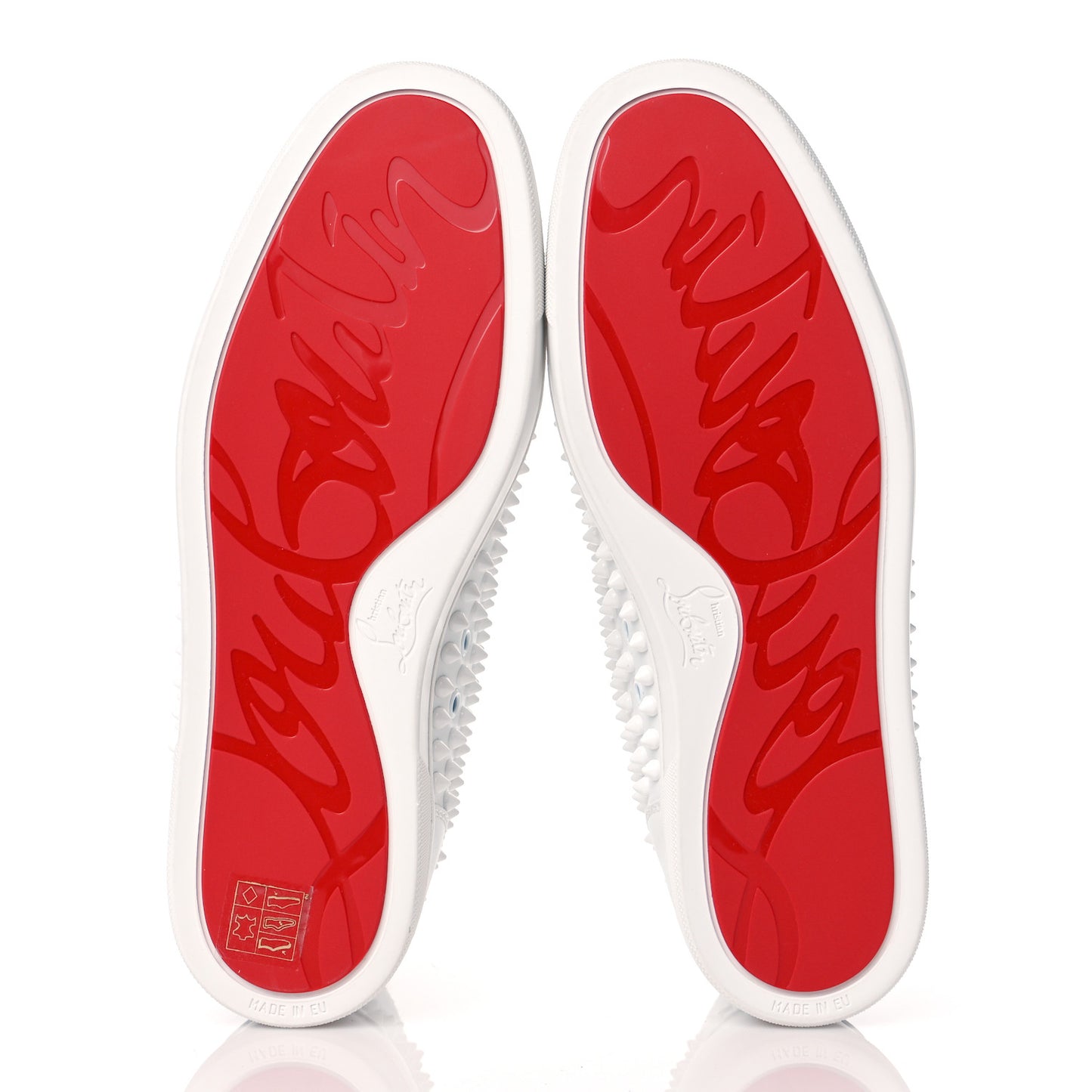 Calfskin Mens Louis Spikes Flat Sneakers 42 White