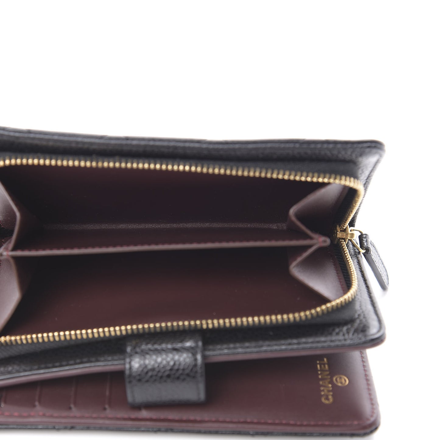 Caviar Quilted Zipped Pocket Wallet Black