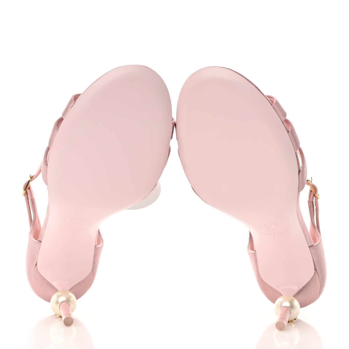 Satin Pearl Sandals 37 Light Pink