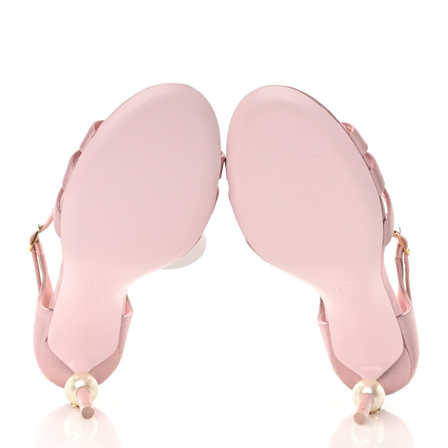 Chanel Satin Pearl Sandals 37 Light Pink 5 of 9