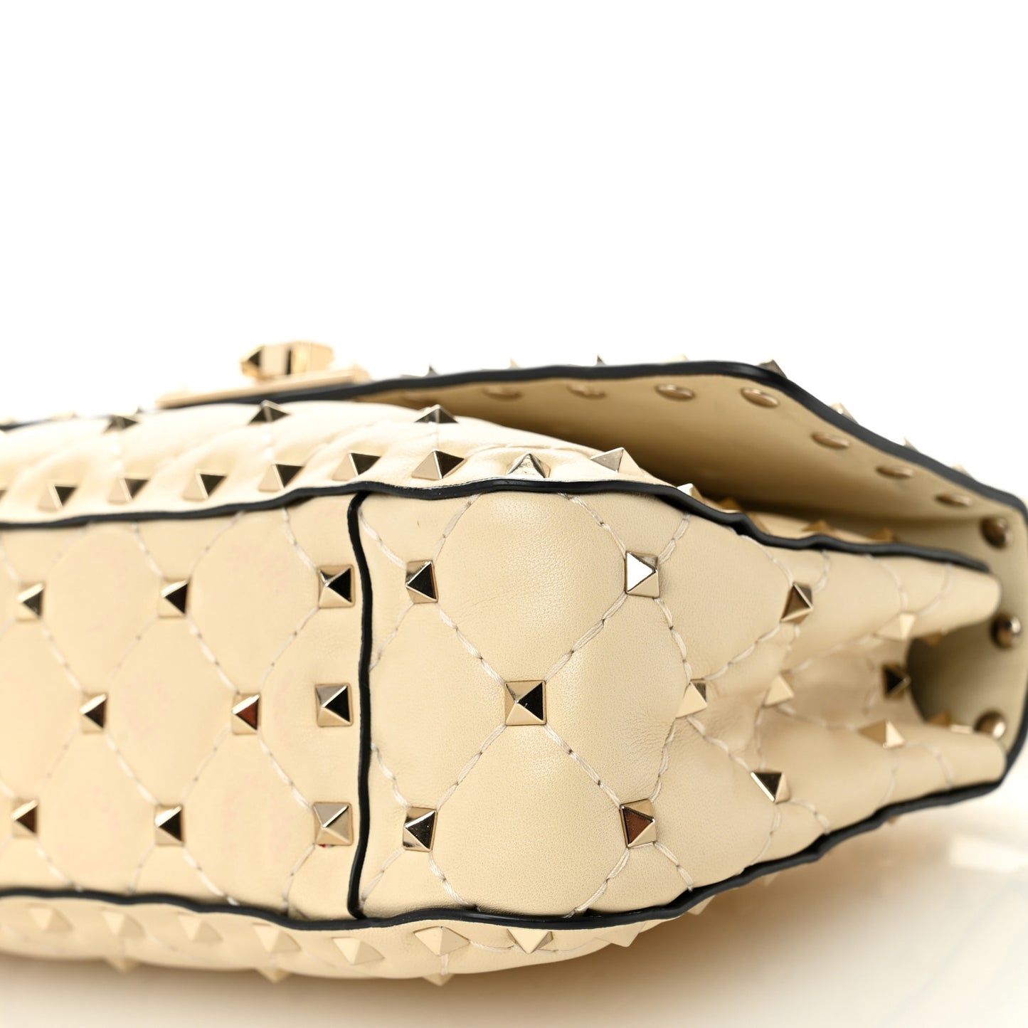 Nappa Small Rockstud Spike Shoulder Bag Light Ivory