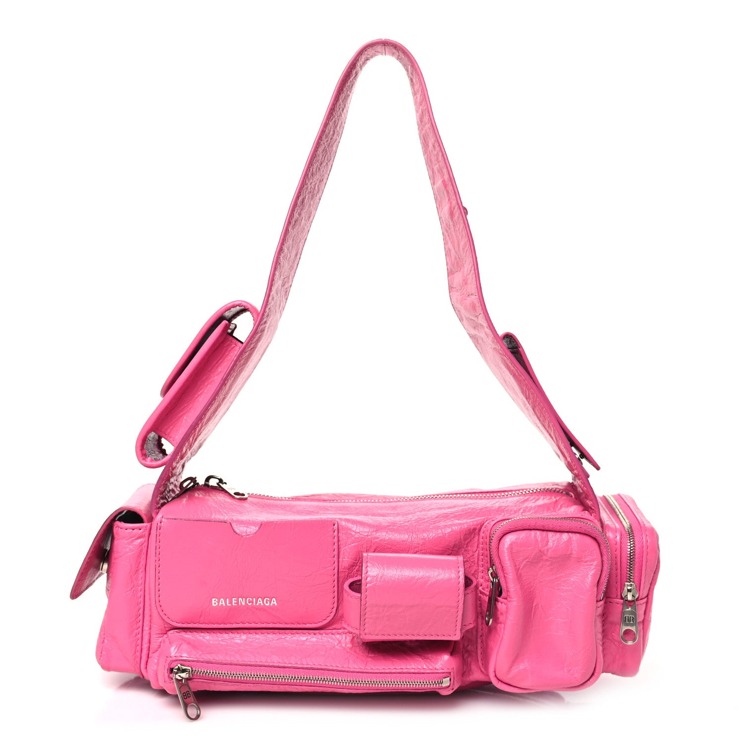Balenciaga Agneau Arena Superbusy XS Sling Zip Shoulder Bag Hot Pink 1 of 11