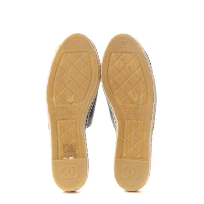 Chanel Iridescent Goatskin Patent CC Espadrille Mules 37 Black 5 of 11