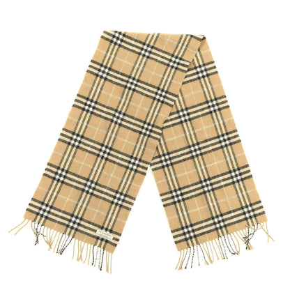 Burberry Lambswool Check Fringe Scarf Beige 2 of 3