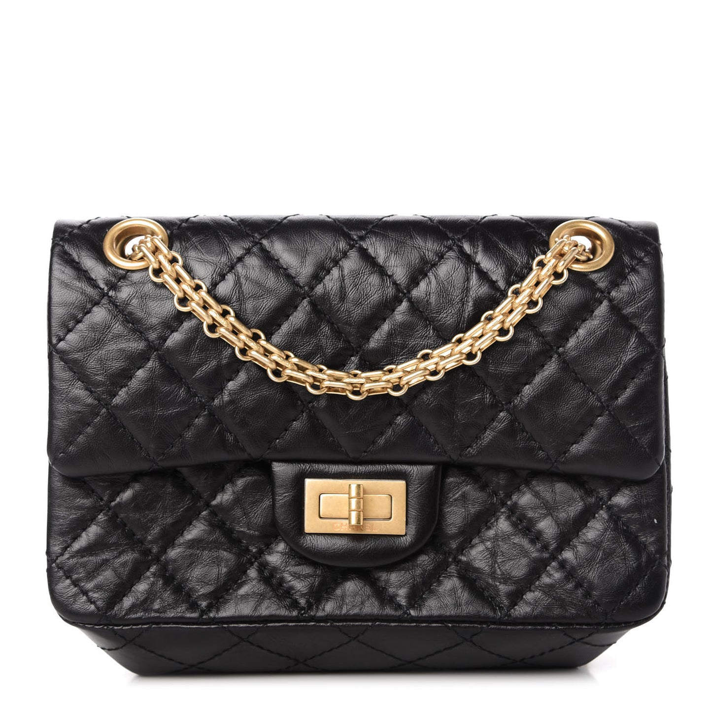 Aged Calfskin Quilted 2.55 Reissue Mini Flap Black