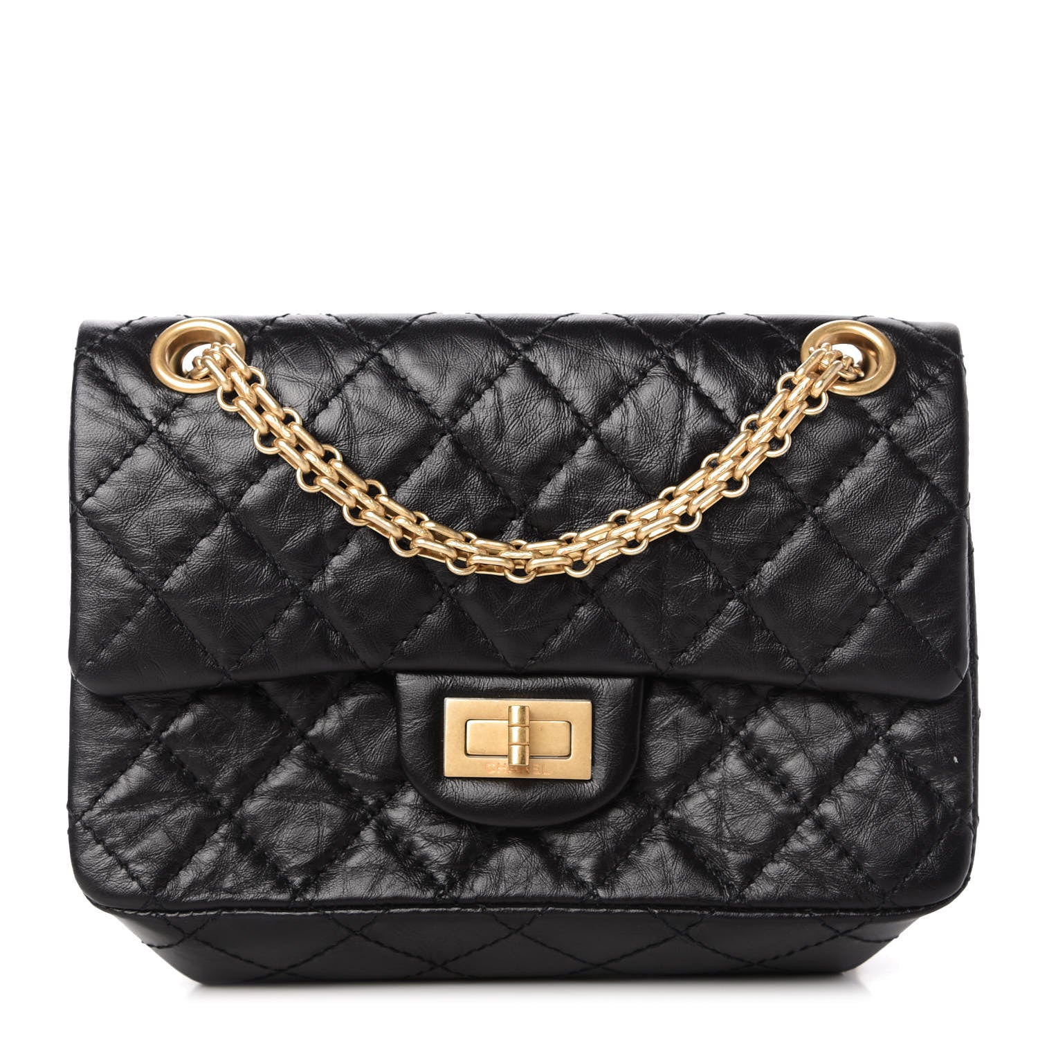 Chanel Aged Calfskin Quilted 2.55 Reissue Mini Flap Black 1 of 11