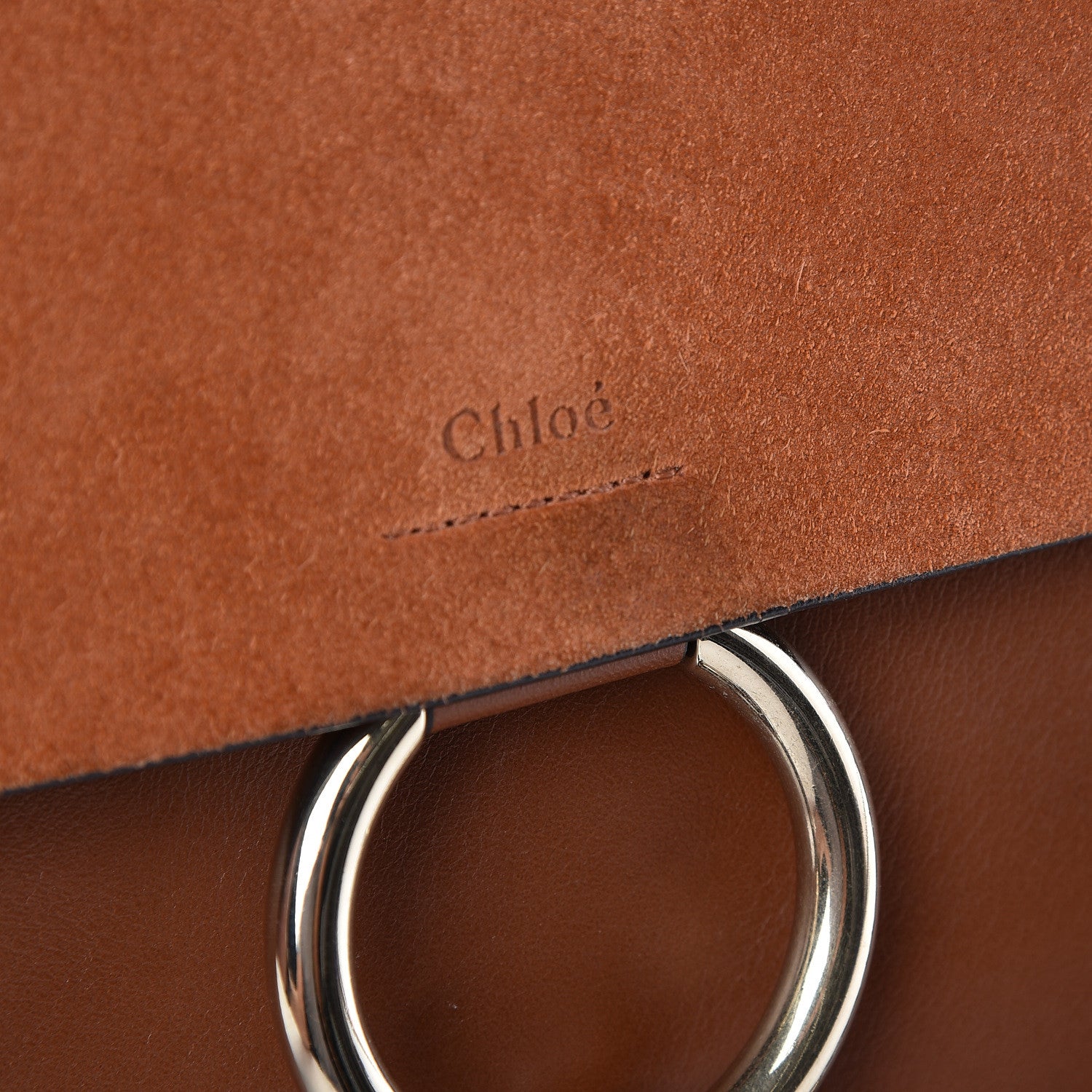 Chloe Suede Calfskin Medium Faye Shoulder Bag Tobacco 12 of 18
