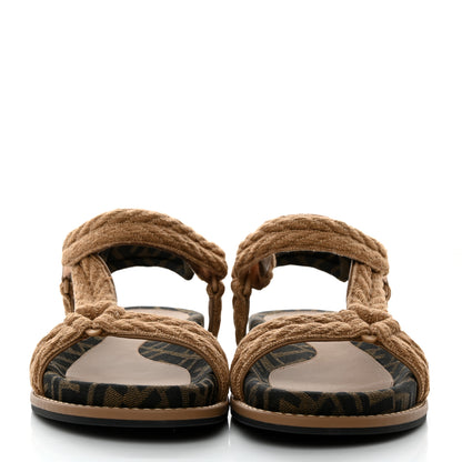 Fendi Braided Fabric Jacquard FF Fendi Feel 25mm Sandals 40.5 Sughero Black Tabacco 2 of 9