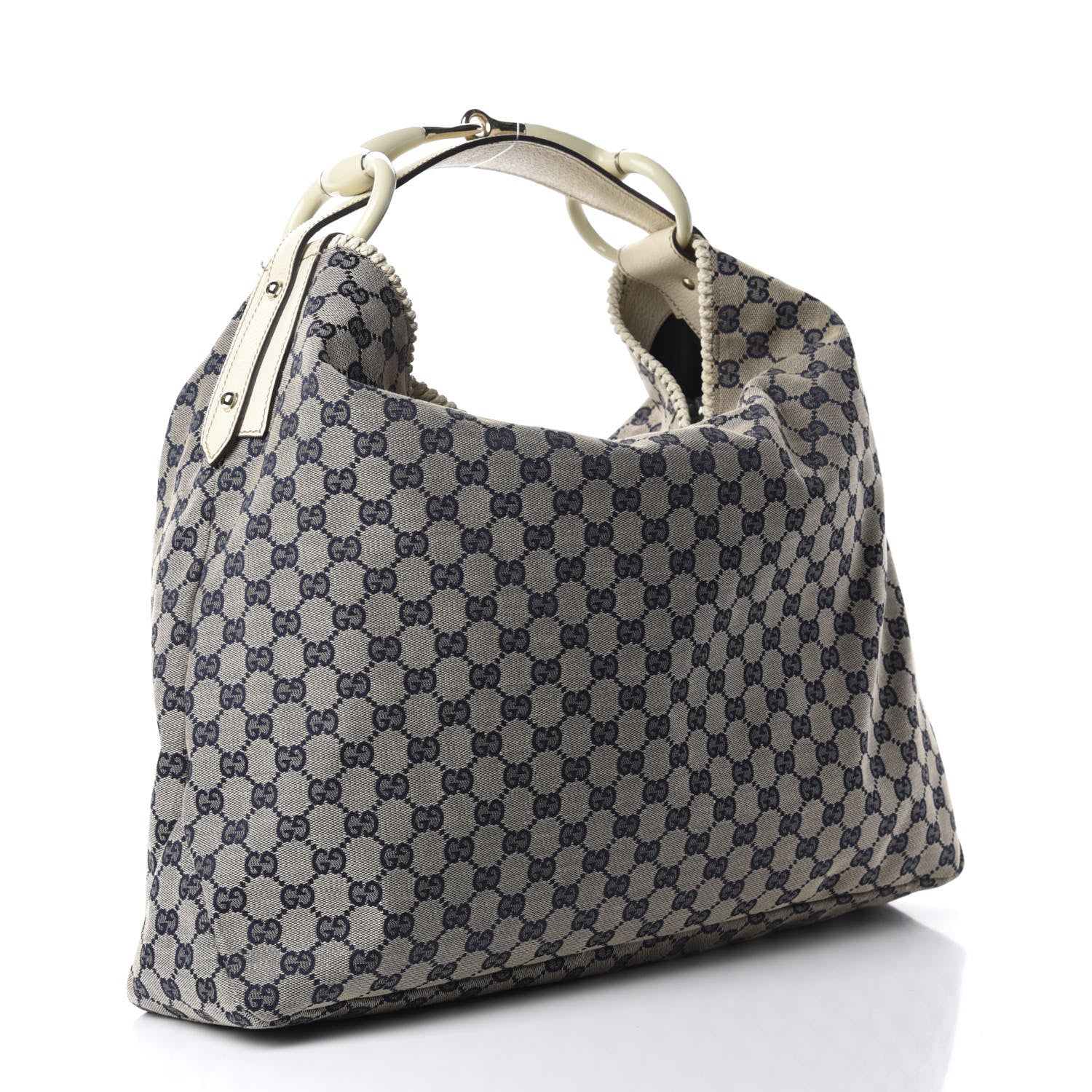 Gucci Monogram Large Horsebit Chain Hobo Navy 3 of 10