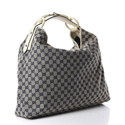 Gucci Monogram Large Horsebit Chain Hobo Navy 3 of 10